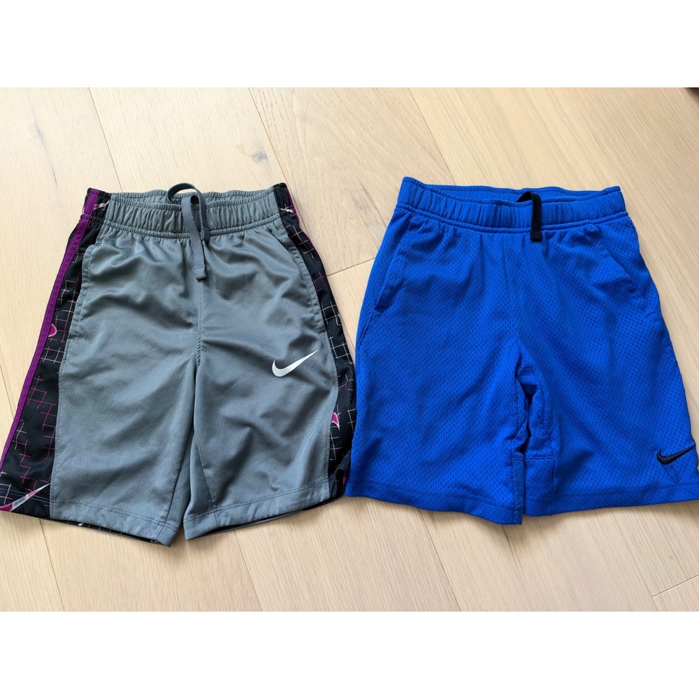 Bundle of 2 Nike Boys Athletic Shorts Bundle Grey Purple Blue Mesh Size XS